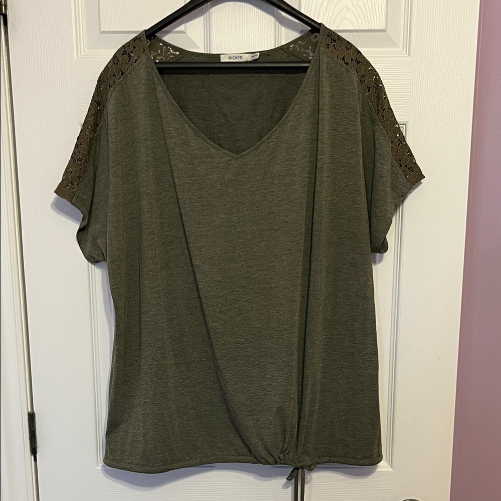 Ricki’s Khaki Blouse with Lace Sleeves